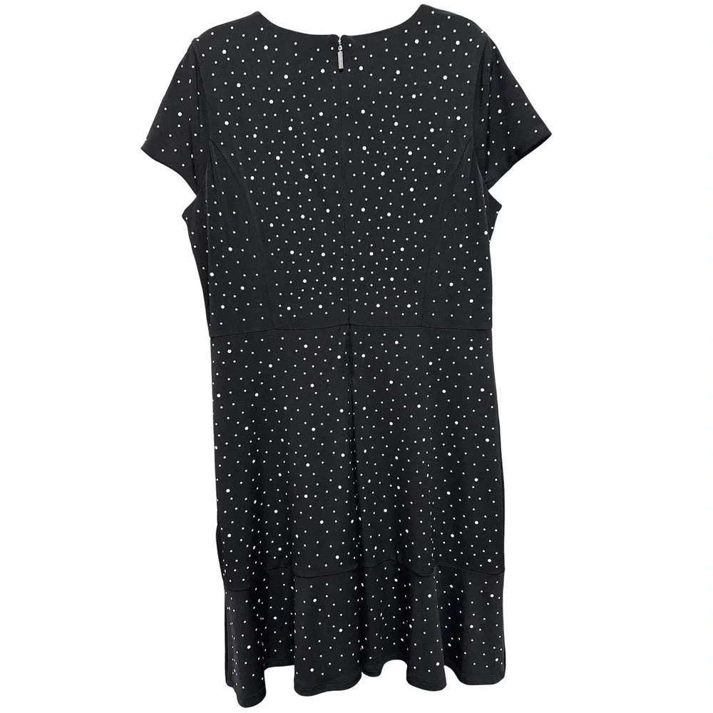 Michael Kors Black Floral Polka Dot Ruffle Hem‎ Dress Women Size L Chic  Party